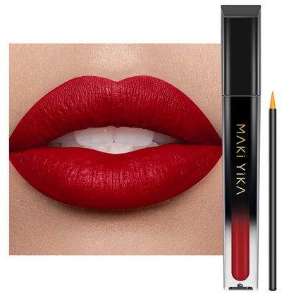 MAKI YIKA front tube showing bold red shade and long-wear benefit