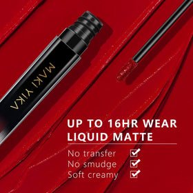 MAKI YIKA red lip swatch on arm demonstrating true color payoff