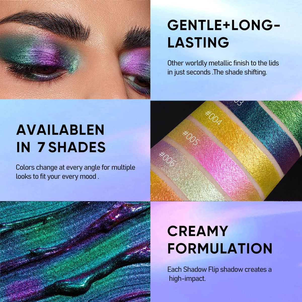 MAKI YIKA on model in daylight showing teal-to-holographic shift, ideal for everyday glam