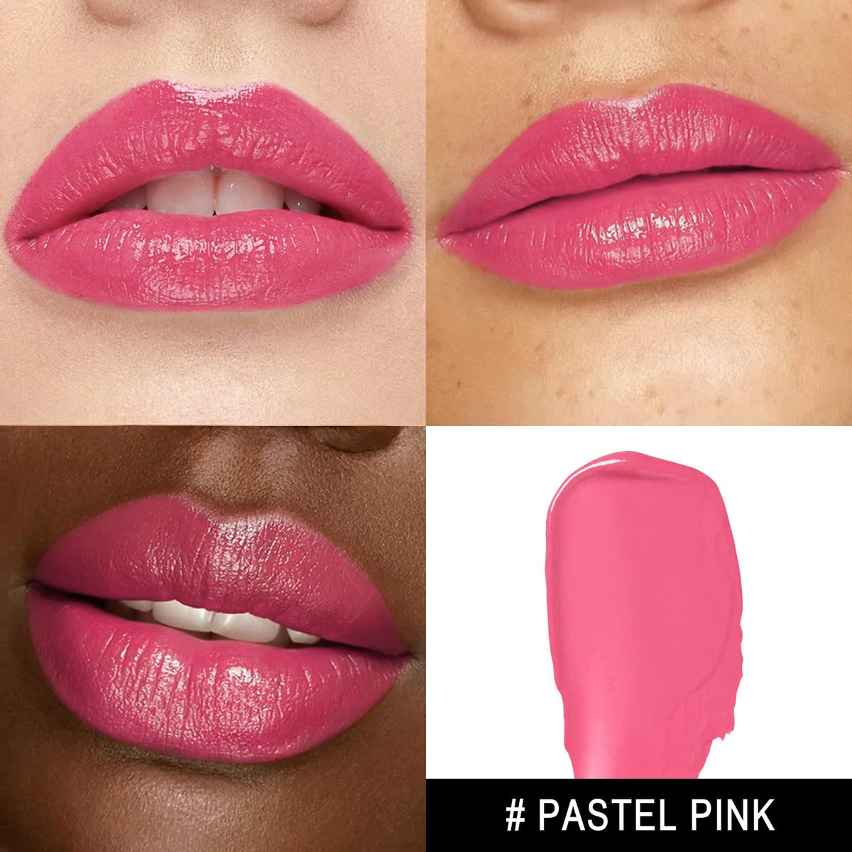 MAKI YIKA open tube with pastel pink swipe, demonstrating creamy glide and color payoff
