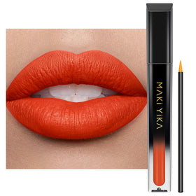 MAKI YIKA front packaging showing bold orange shade and benefit of lasting color