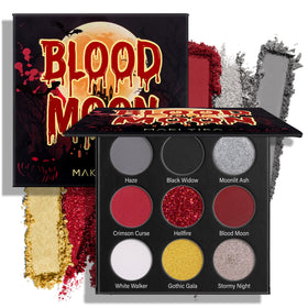 MAKI YIKA open palette showing nine gothic shades and benefits of versatile looks