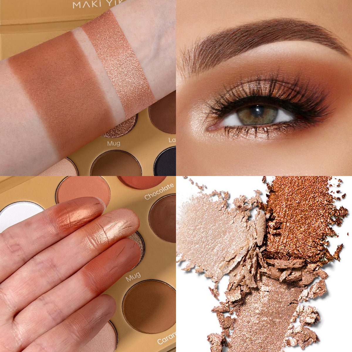 MAKI YIKA close-up of powder texture highlighting smooth, blendable matte and shimmer finish
