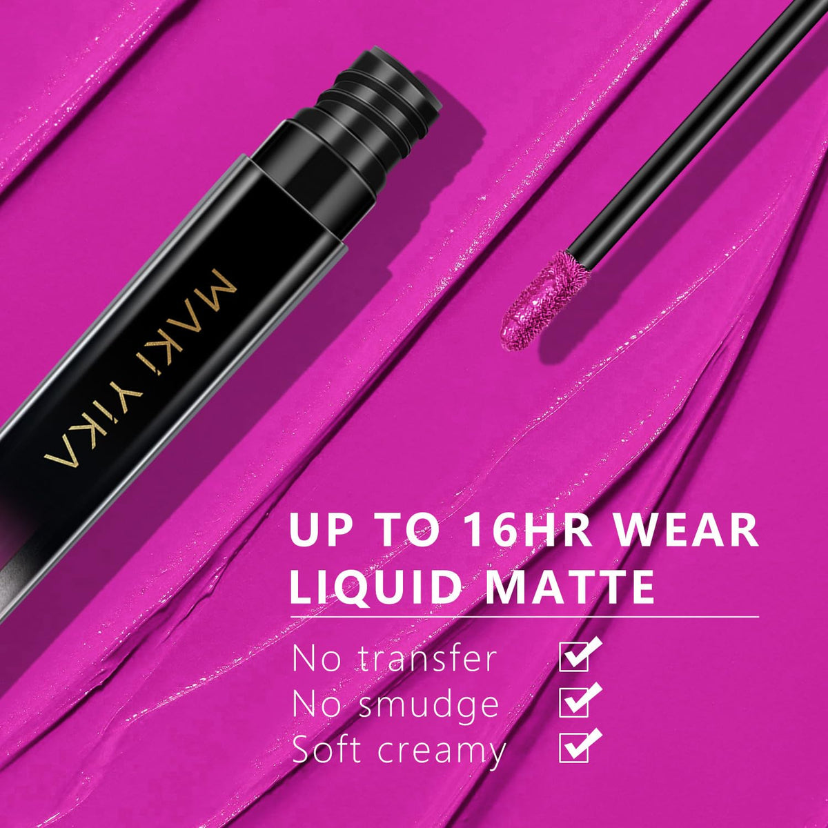 MAKI YIKA pink swatch on arm demonstrating true color payoff