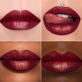 MAKI YIKA swatch on arm showing deep red shimmer and true color payoff benefit