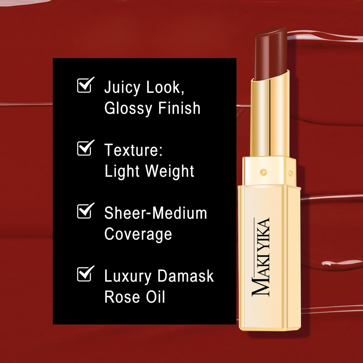 MAKI YIKA texture close-up showing glossy creamy finish and hydrated appearance