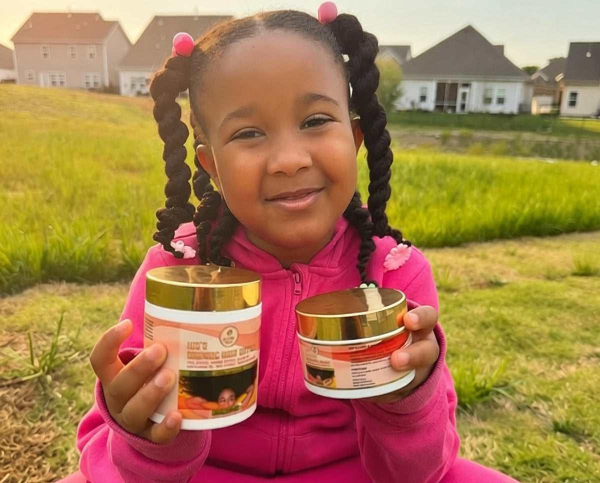 Kid enjoying bath time with MAKOF BEAUTY used for soft post-wash hair