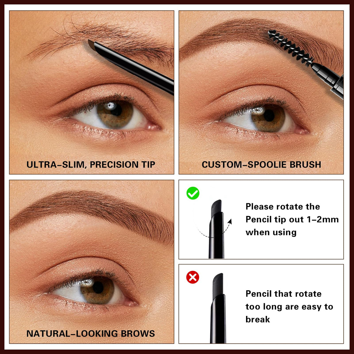 Maksure shade 03 light brown label showing color match for fair brows