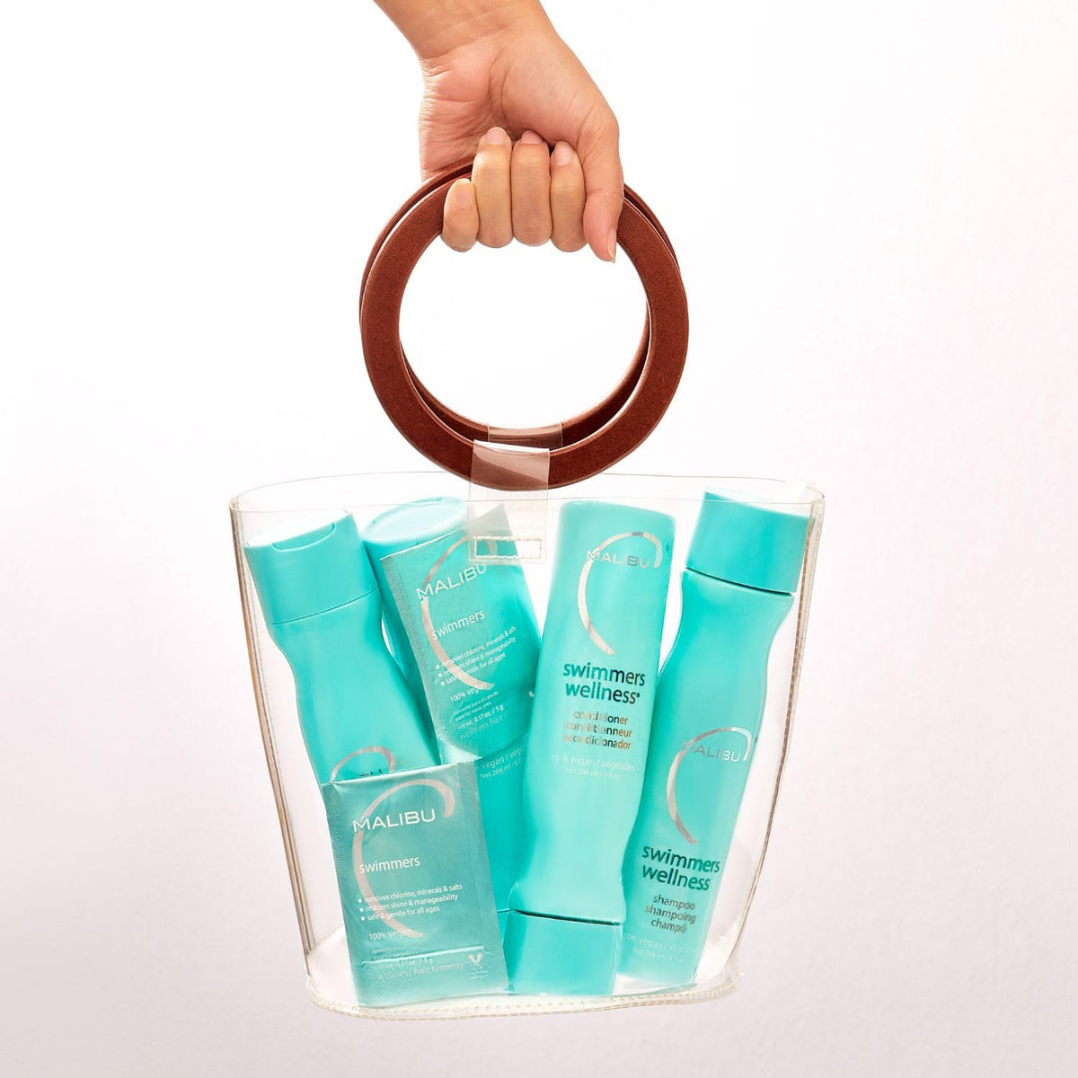 Malibu C paired with conditioner staged to suggest follow-up hydration