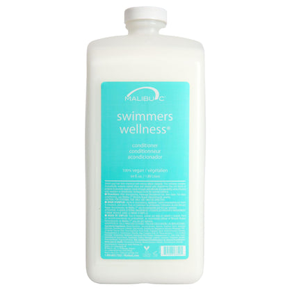Malibu C front packaging showing 64oz bottle and product benefits for swimmers