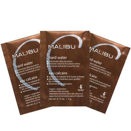 Malibu C front packet 3 pack showing product for easy mineral removal