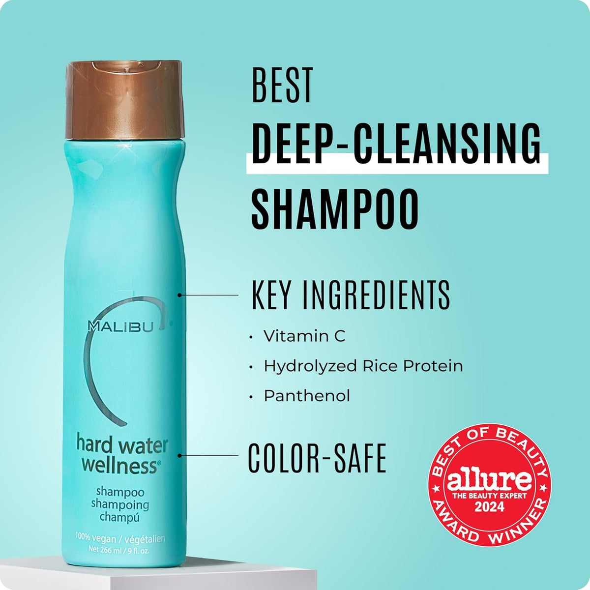 Malibu C label close-up highlighting key ingredients and clean beauty benefits