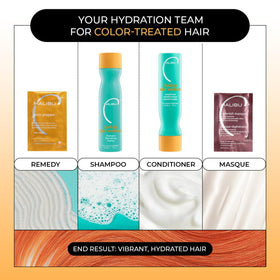 Malibu C label close-up showing vegan and color-lock ingredient benefits