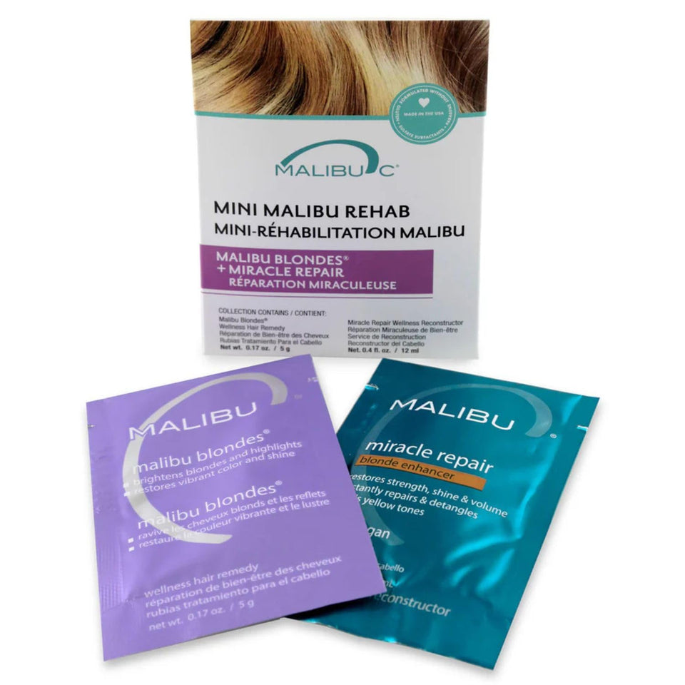 Malibu C packets front view showing two remedy packets and compact design benefit