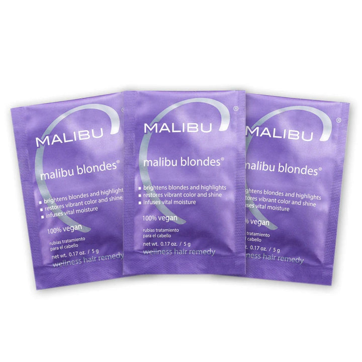 Malibu C packet front showing branding and single-use convenience