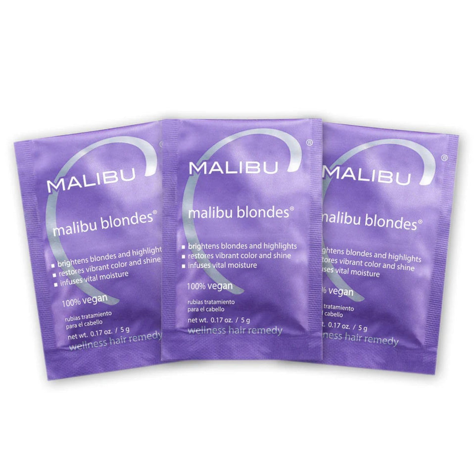 Malibu C packet front showing branding and single-use convenience