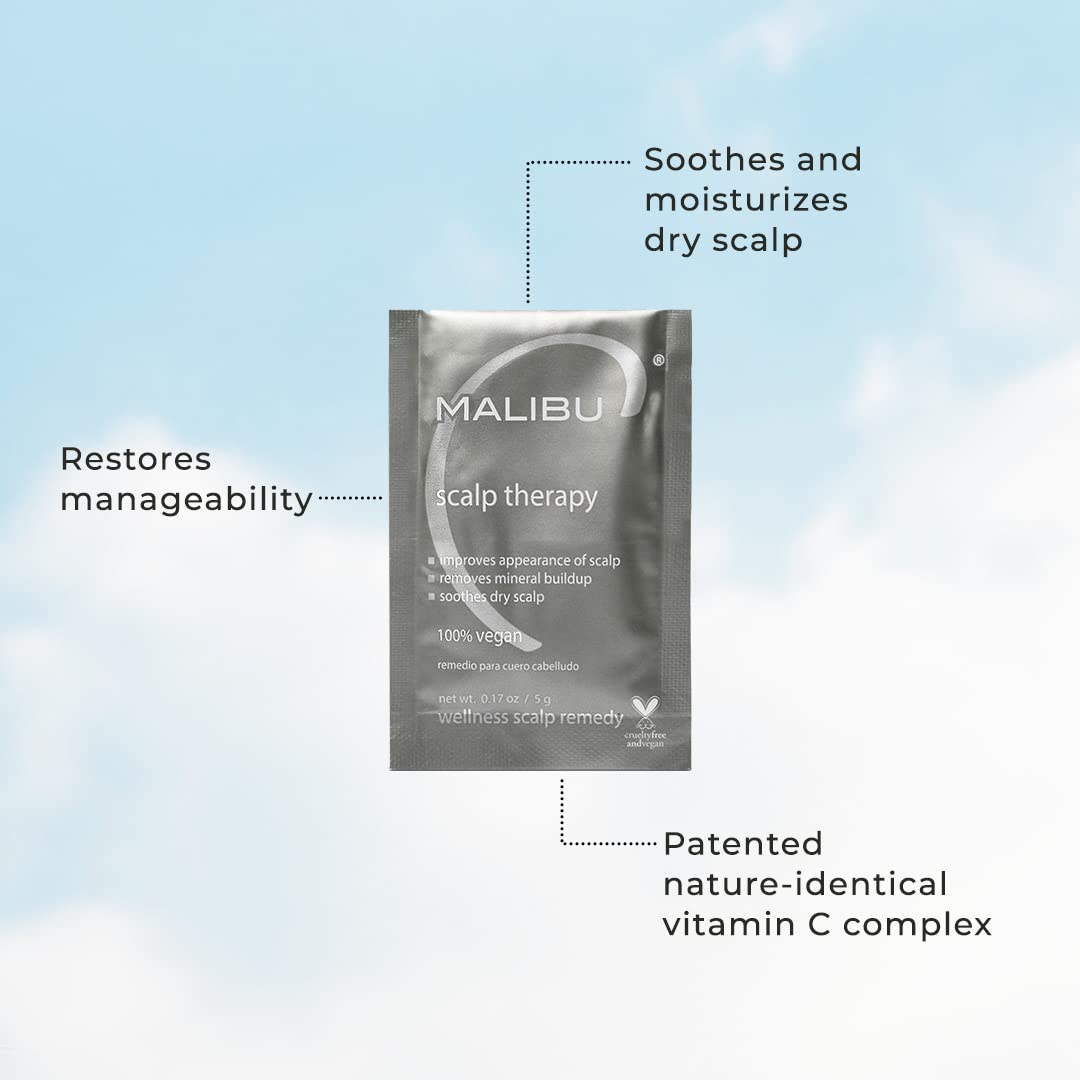 malibu c massaging treatment into scalp to soothe dryness and improve manageability