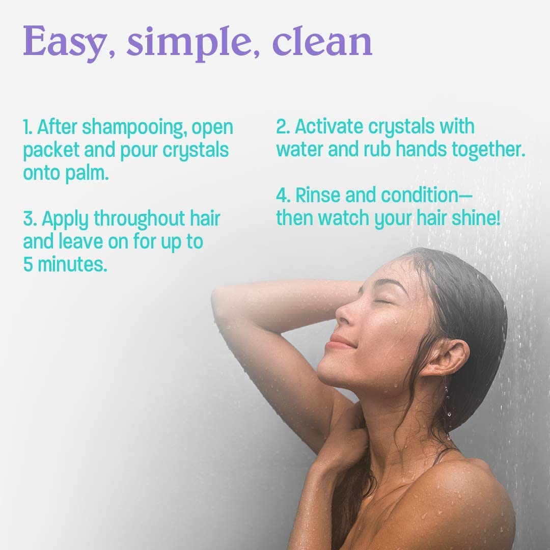 malibu c rinsing hair after treatment showing clean, non-greasy finish