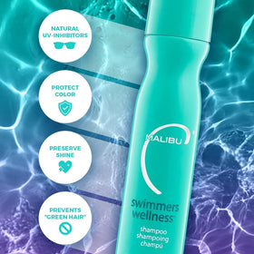 Malibu C bottle in a hand to show 3.4oz travel size and easy carry