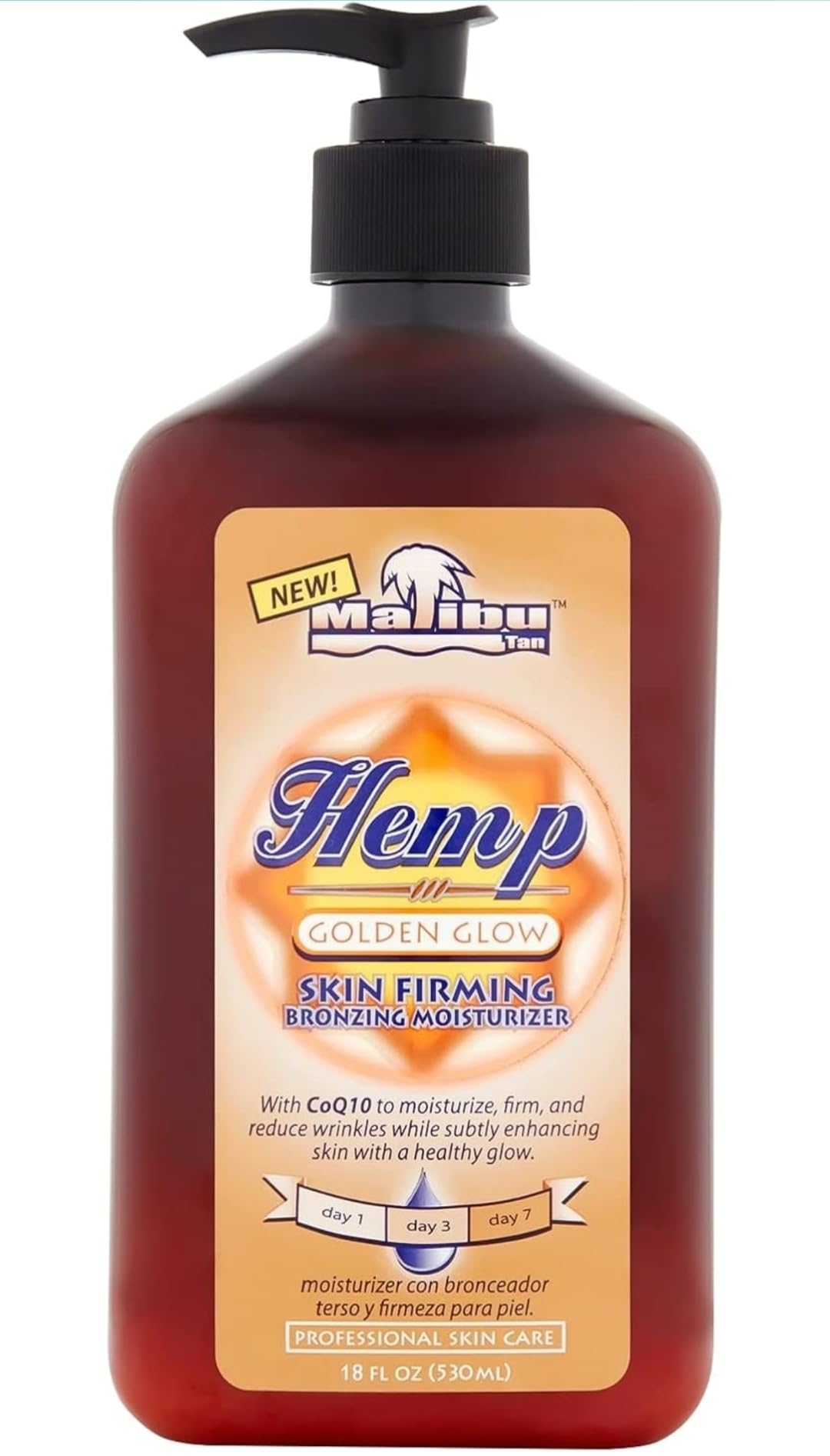 Malibu Tan front label showing product name and medium deep benefit