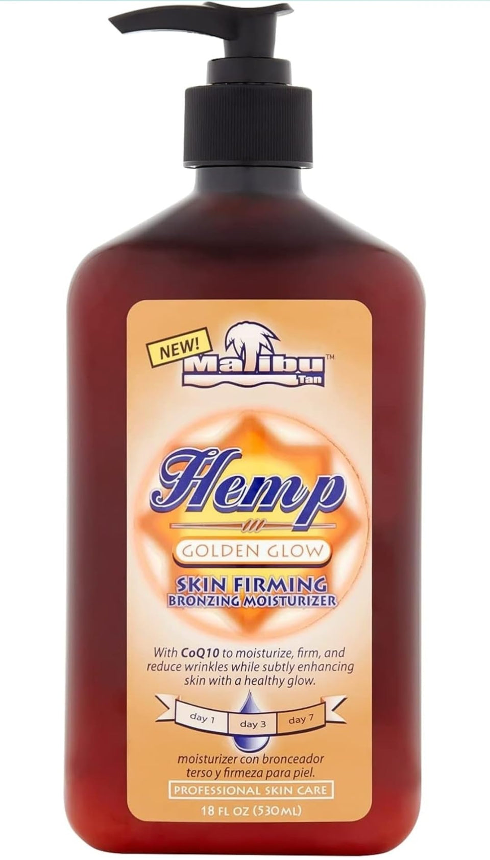Malibu Tan front label showing product name and medium deep benefit