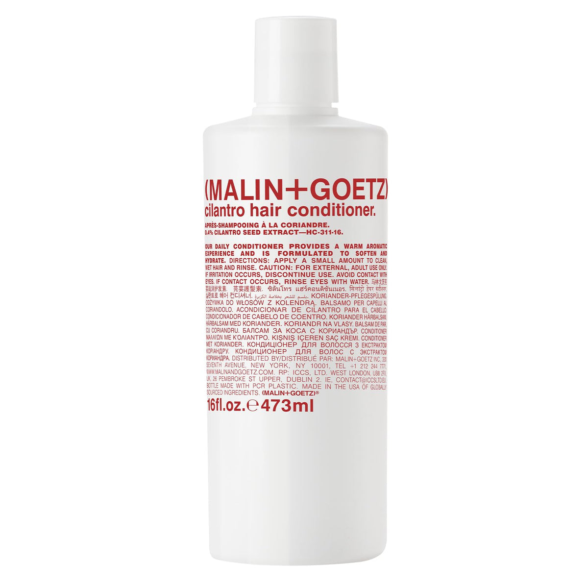 MALIN+GOETZ front bottle view showing clean design and 16 oz size for daily hydration