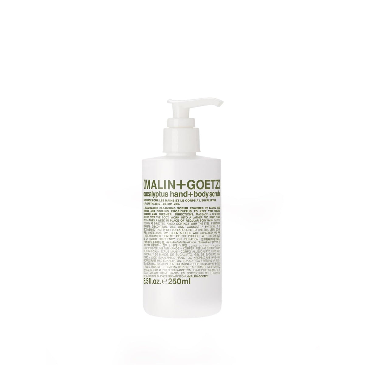 MALIN+GOETZ front packaging displaying product and size, suggests clarity