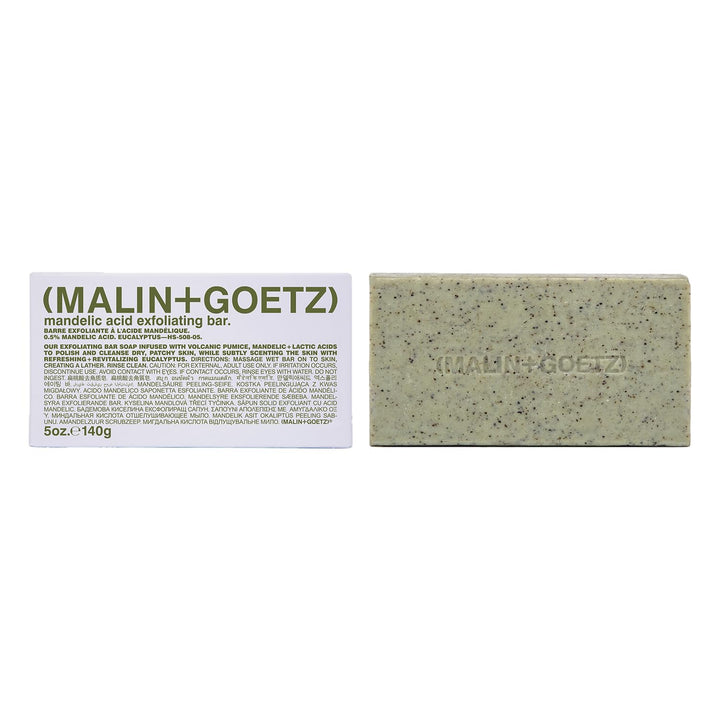 MALIN+GOETZ exfoliating bar front packaging showing product and label benefit