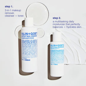 MALIN+GOETZ cleanser styled on bathroom counter showing daily routine use and aesthetic appeal