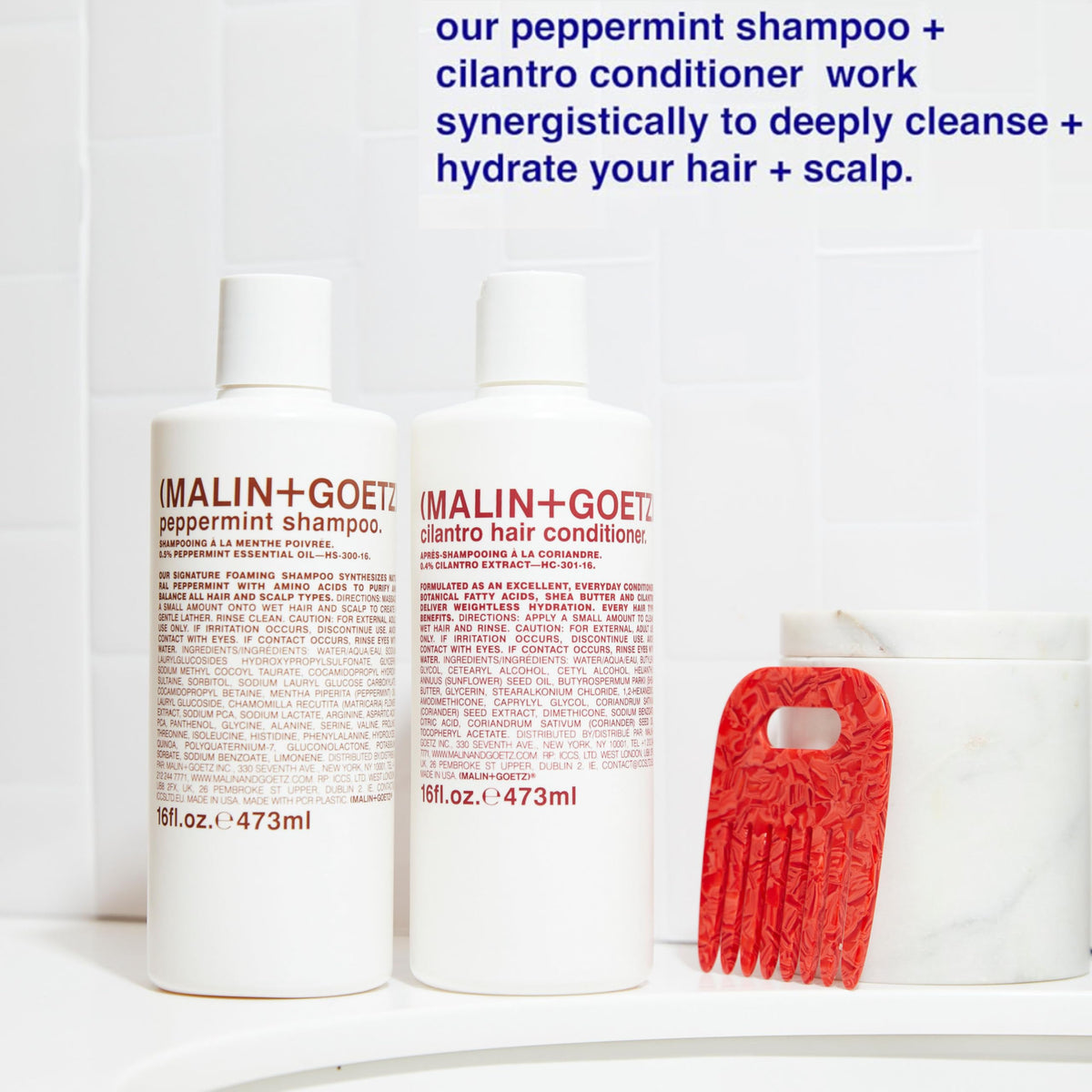 MALIN+GOETZ peppermint leaf close-up emphasizing natural extract and cooling effect