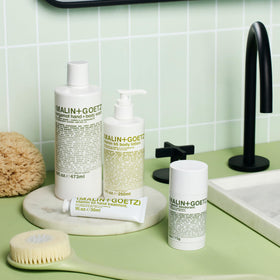 MALIN+GOETZ avocado grapeseed and shea butter ingredients conveying nourishing benefits