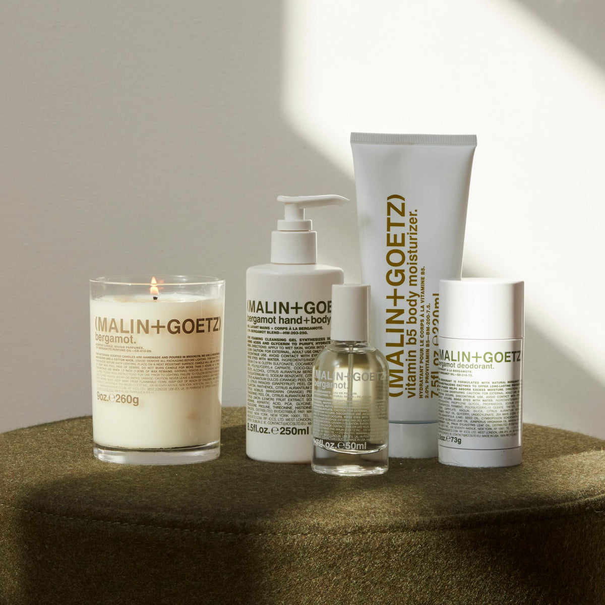 MALIN+GOETZ label close-up highlighting ingredients and transparent formulation benefit