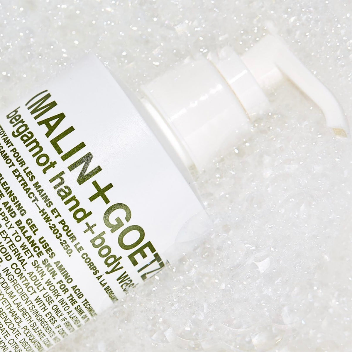 MALIN+GOETZ lather on hands demonstrating effective cleansing without dryness