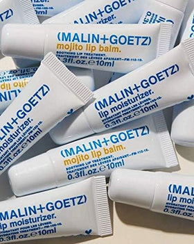 MALIN+GOETZ label detail showing ingredient list and vegan cruelty-free benefits