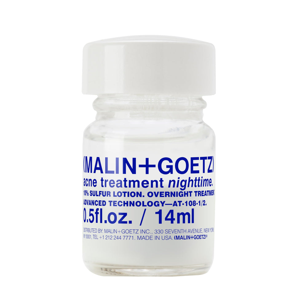 MALIN+GOETZ front packaging showing bottle and label, clear targeted use benefit