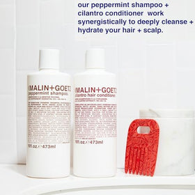MALIN+GOETZ shampoo paired with Cilantro conditioner showing complementary duo