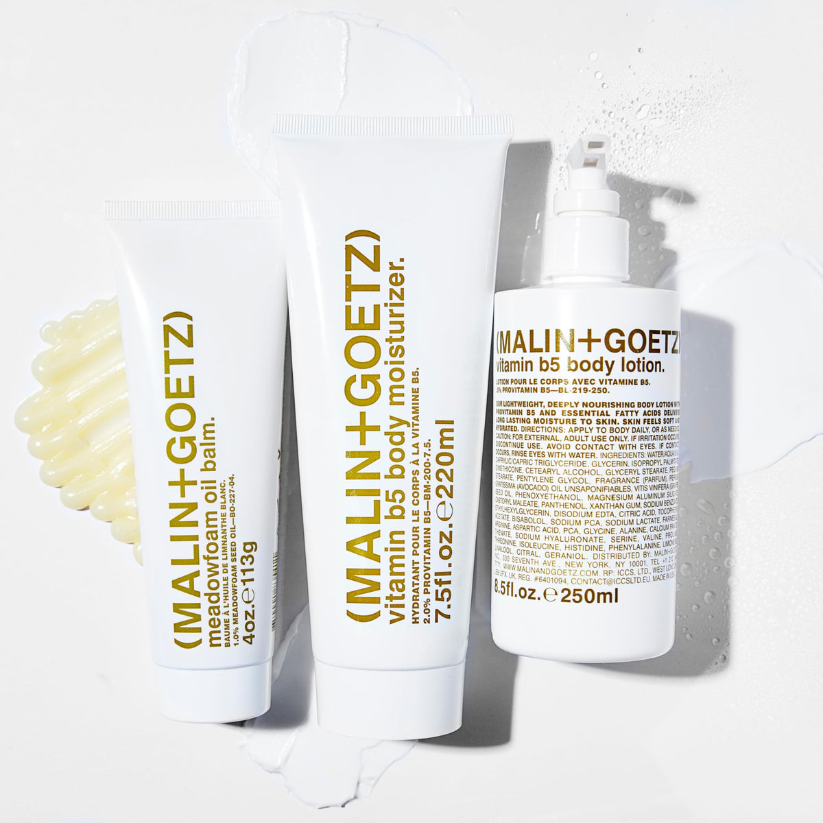 MALIN+GOETZ pump bottle next to everyday items for clear size and portability