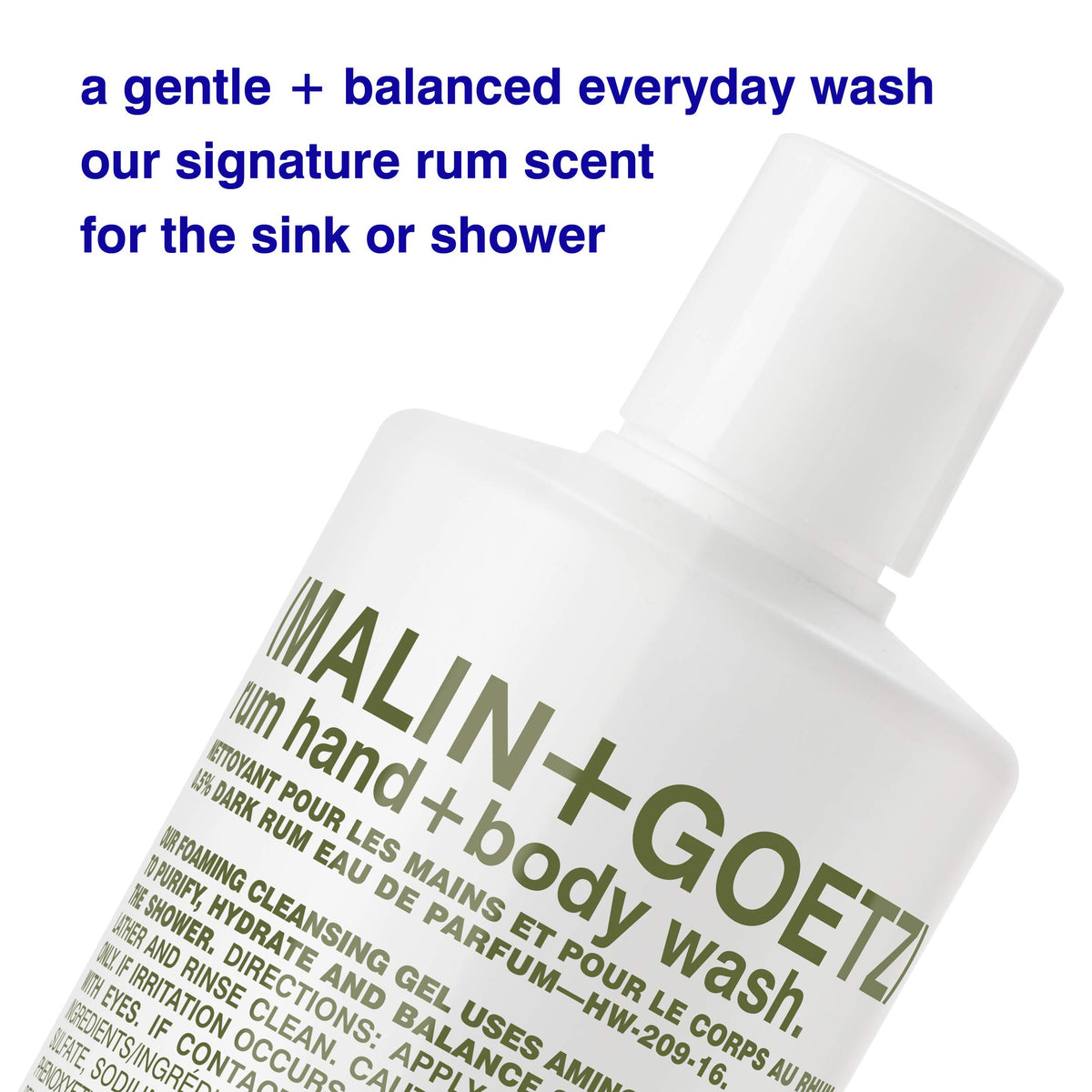 MALIN+GOETZ pump dispensing foamy lather for efficient, low-waste cleansing benefit