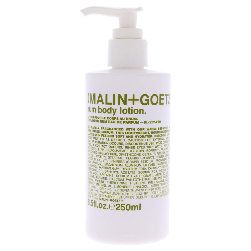 MALIN+GOETZ front bottle view showing sleek packaging and everyday use benefit
