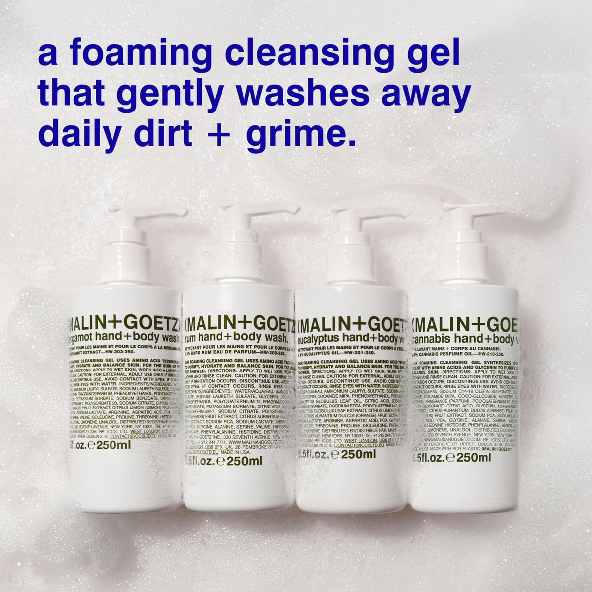 MALIN+GOETZ pour on hand showing amount needed and controlled dispensing