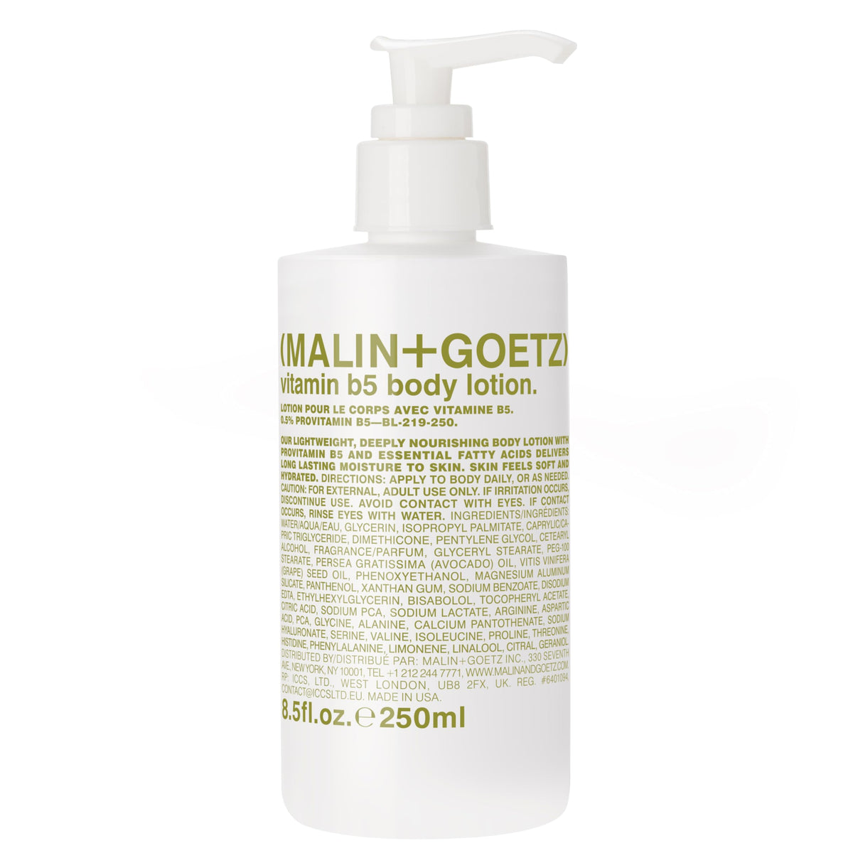 MALIN+GOETZ front pump bottle showing clean packaging and ease of use
