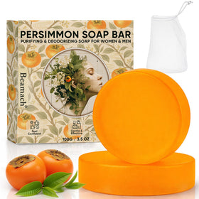 MALVAY front packaging showing two persimmon soap bars and benefits