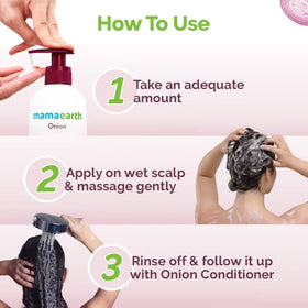 Mamaearth onion and plant keratin ingredients arranged to show natural actives
