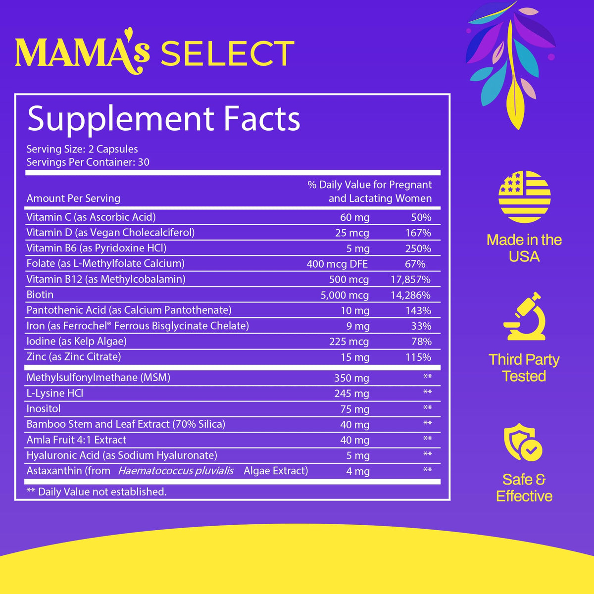 Mama's Select capsules close-up highlighting smooth vegan capsule texture and easy daily use