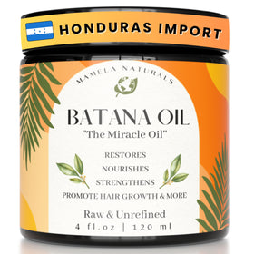 Mamela Naturals jar front view showing pure Batana oil and label benefit