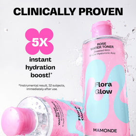 MAMONDE bottle open with toner pouring to show lightweight texture