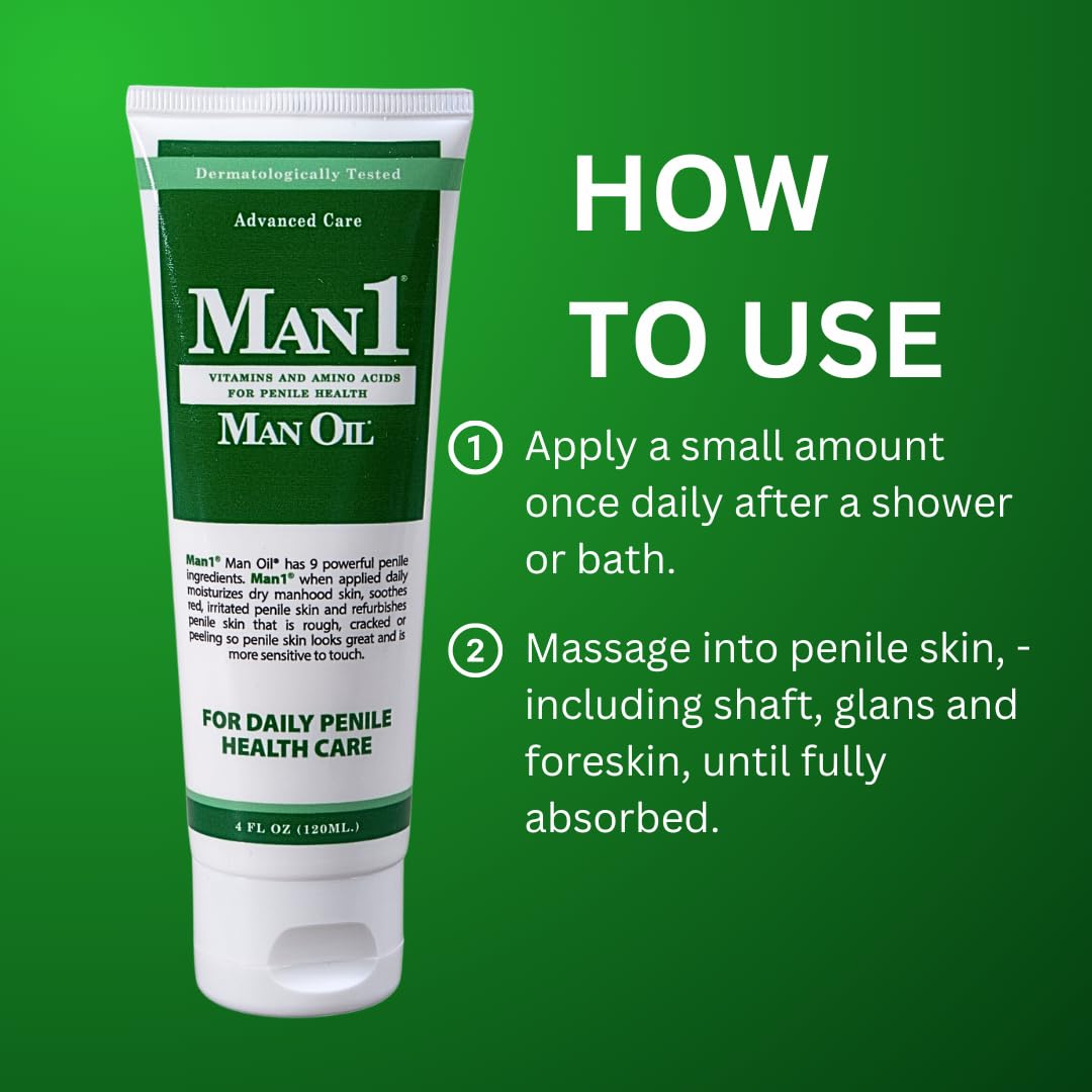 Man1 Man Oil close-up label highlighting ingredients and fragrance-free benefit