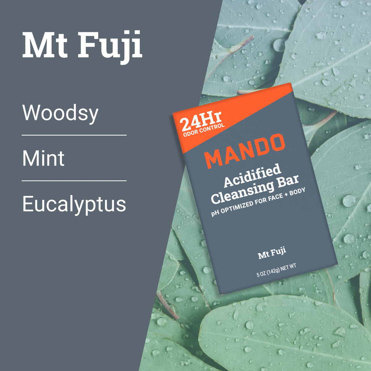 Mando bar next to Mt Fuji illustration conveying brand identity and freshness