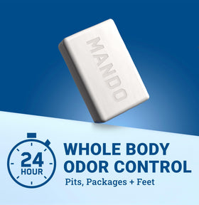 Mando bar on dry soap dish highlights fast drying to extend bar life