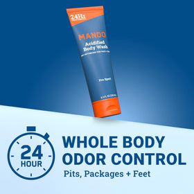 Mando label close-up highlighting mandelic acid and skin-safe formulation